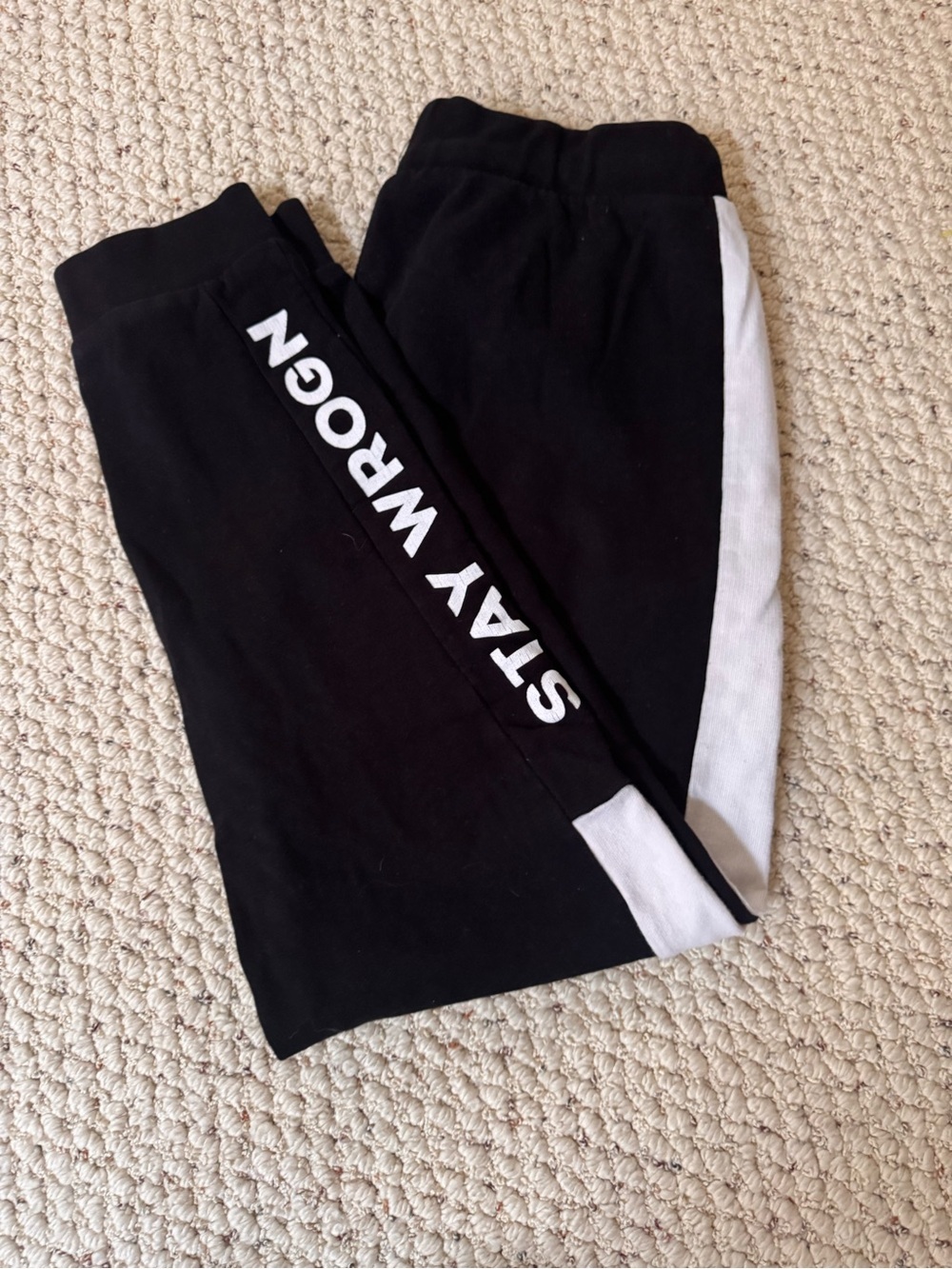 Wrogn 100% Cotton Black and White Athletic Bottoms with Side Stripe